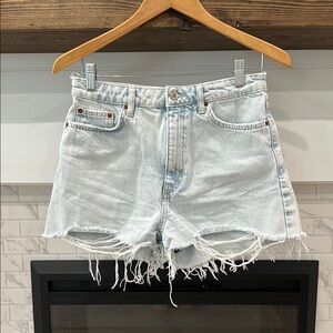 Zara Light wash Blue Distressed Denim Shorts